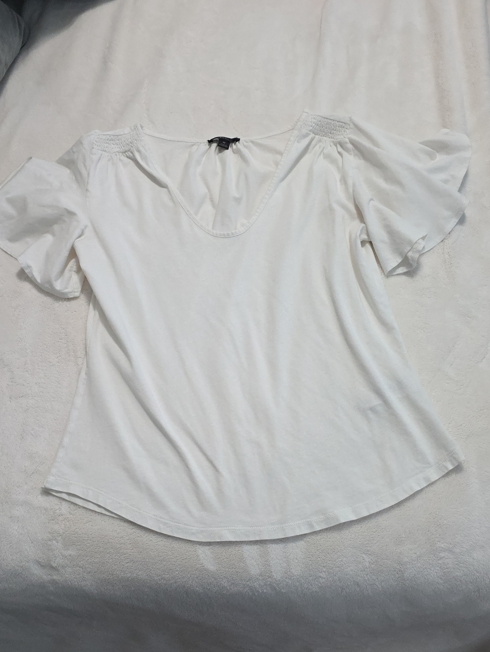 J. Crew Flutter Sleeve Scoopneck Tee White/Ivory Medium